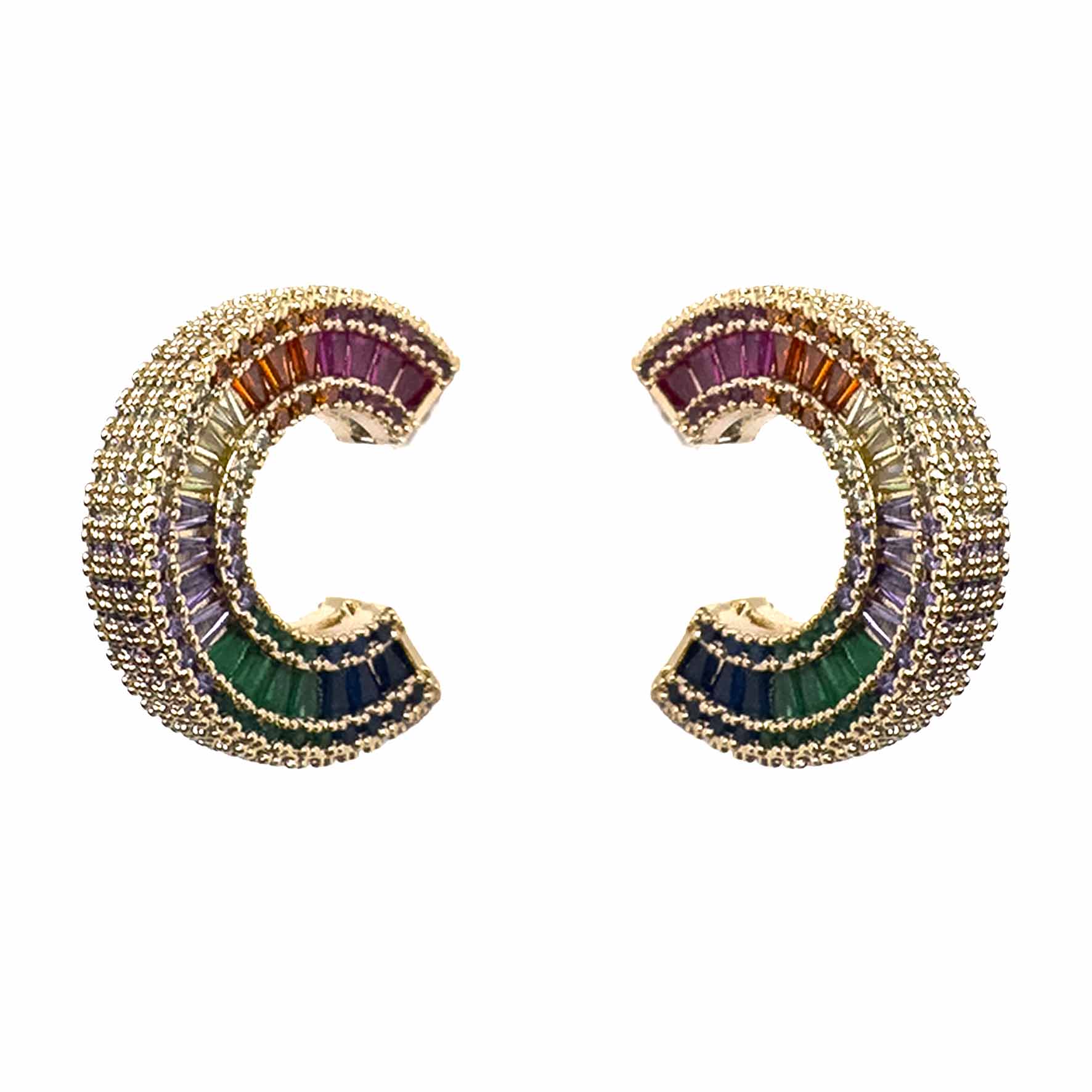 Palestro Milano Orecchini Gold - Multicolor Hoops di Pavè