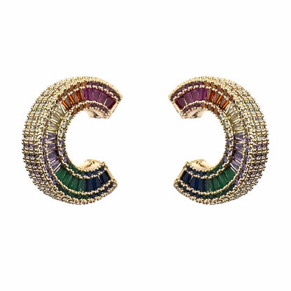 Palestro Milano Orecchini Gold - Multicolor Hoops di Pavè