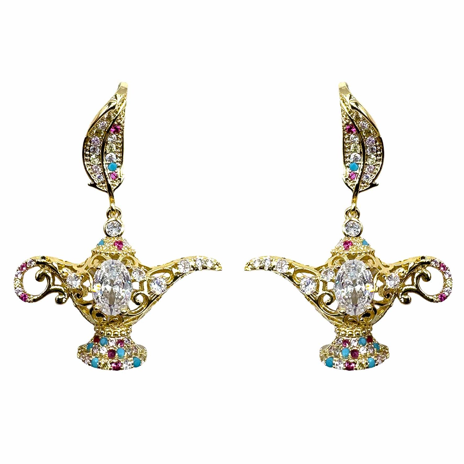 Palestro Milano Orecchini Gold - Fucsia Turquoise Lampada Magica