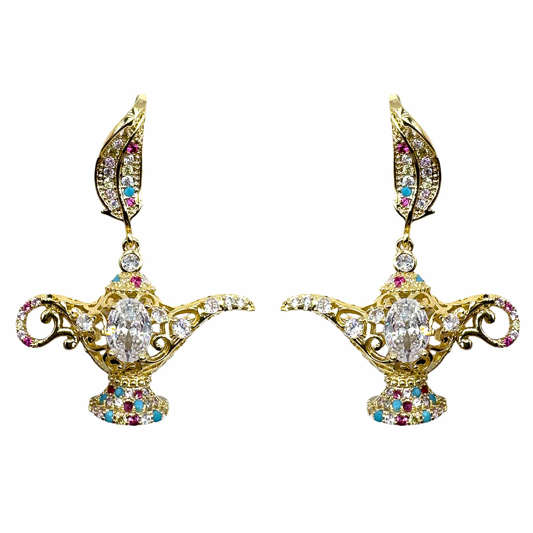 Palestro Milano Orecchini Gold - Fucsia Turquoise Lampada Magica