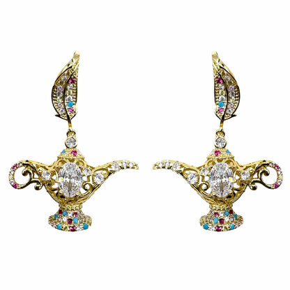 Palestro Milano Orecchini Gold - Fucsia Turquoise Lampada Magica