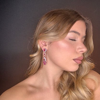 Palestro Milano Orecchini Rosso Rubino Lily di Cristallo