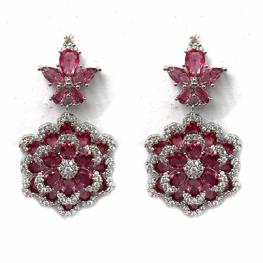 Margherite bordeaux pendenti di pavè