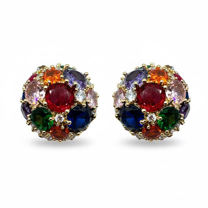 Palestro Milano Orecchini Gold - Multicolor Mezza Pallina di Gemme