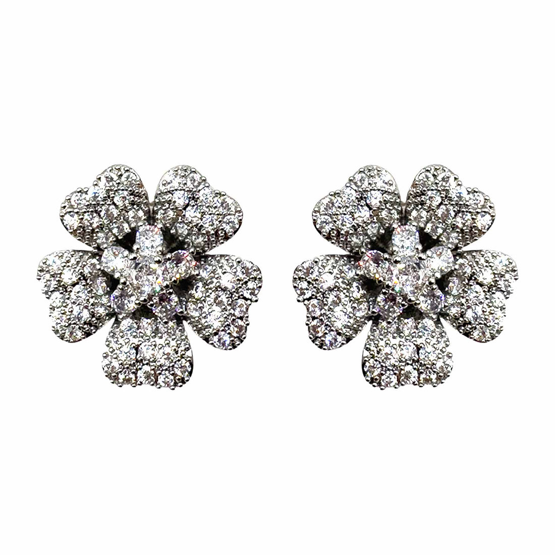 Palestro Milano Orecchini Silver Mini Fiore Cosmos di Pavè