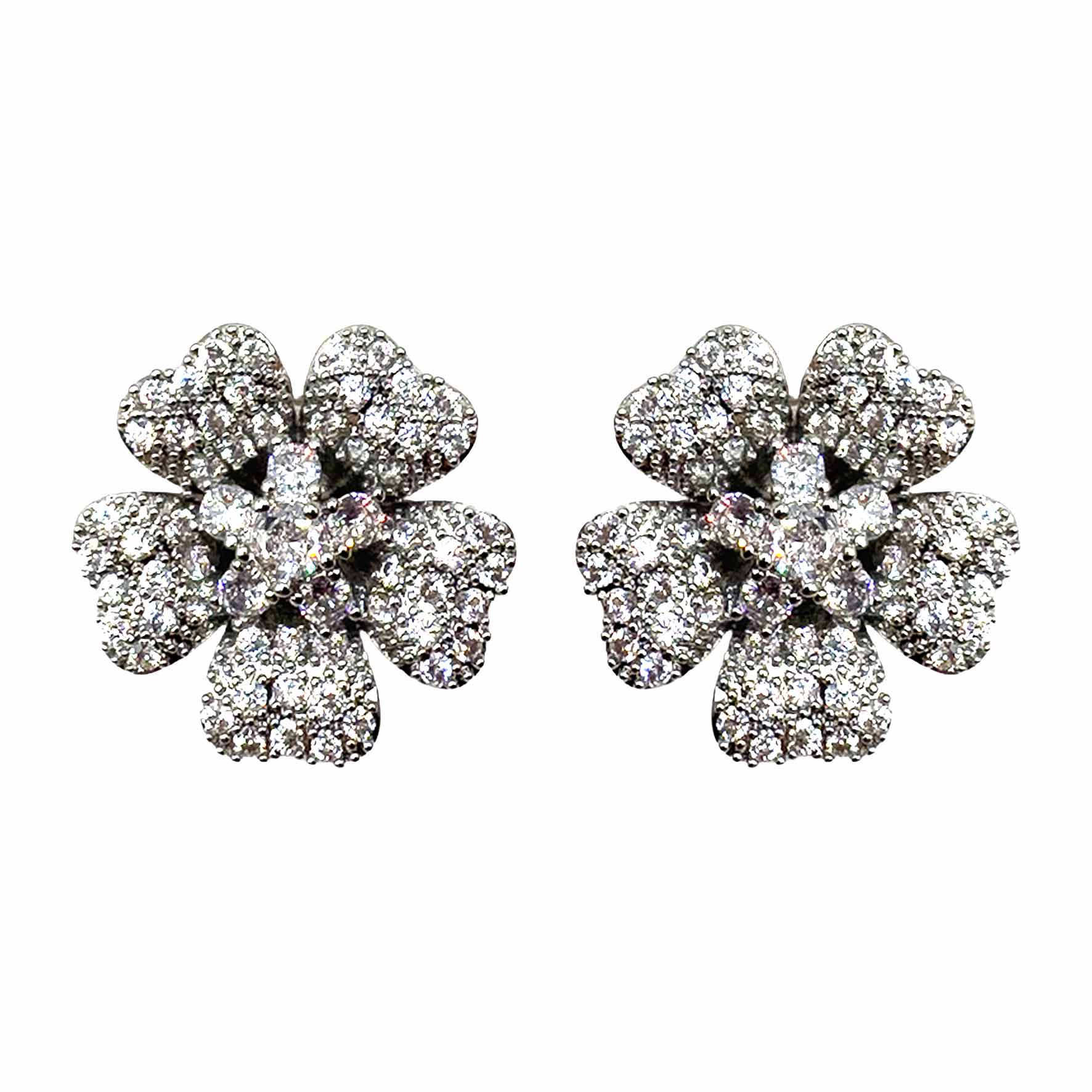 Palestro Milano Orecchini Silver Mini Fiore Cosmos di Pavè