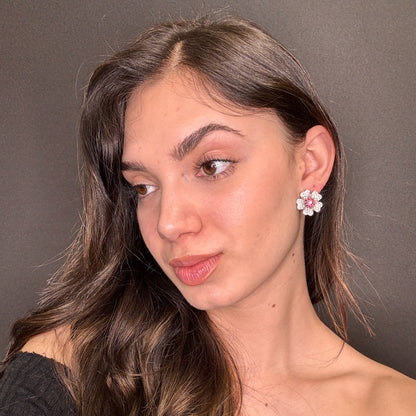 Palestro Milano Orecchini Mini Fiore Cosmos di Pavè