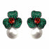 Palestro Milano Orecchini Base Dark - Verde Smeraldo Rubino Mini Giglio con Perla Bianca