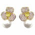 Palestro Milano Orecchini Base Gold - Pink Giallo Mini Giglio con Perla Bianca