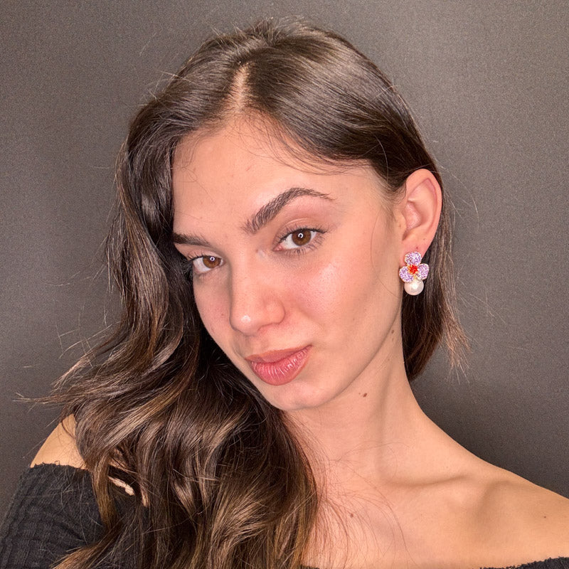 Palestro Milano Orecchini Mini Giglio con Perla Bianca
