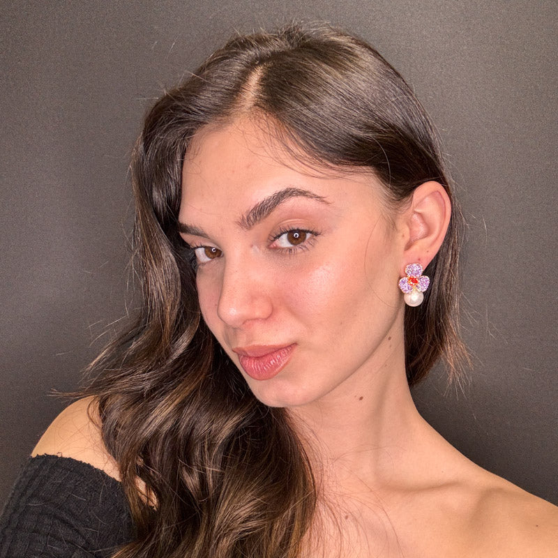 Palestro Milano Orecchini Mini Giglio con Perla Bianca