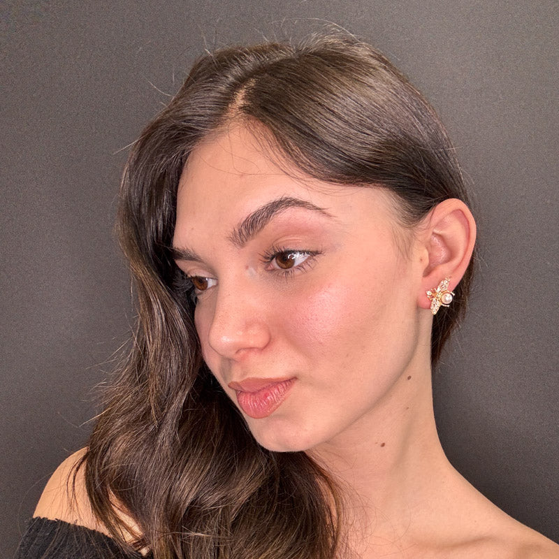 Palestro Milano Orecchini Mini Mosca con Perlina