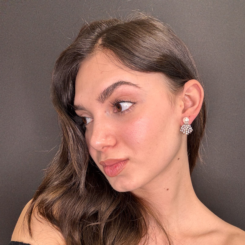 Palestro Milano Orecchini Mini Raggio con Perlina