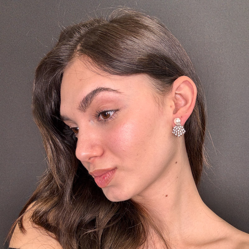 Palestro Milano Orecchini Mini Raggio con Perlina