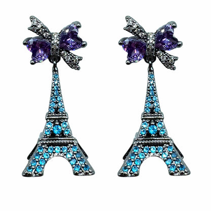 Palestro Milano Orecchini Dark - Blu Violet Mini Tour Eiffel