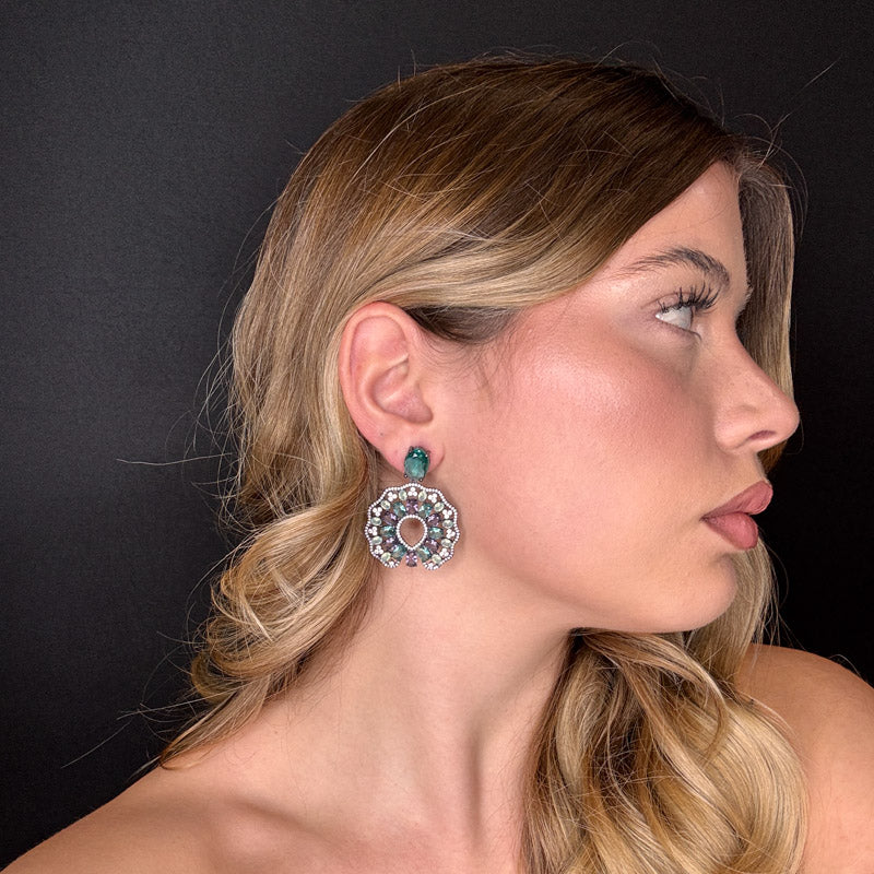 Palestro Milano Orecchini Mosaico Verde Smeraldo