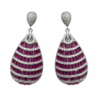 Palestro Milano Orecchini Silver - Fucsia Ovali di Cristalli