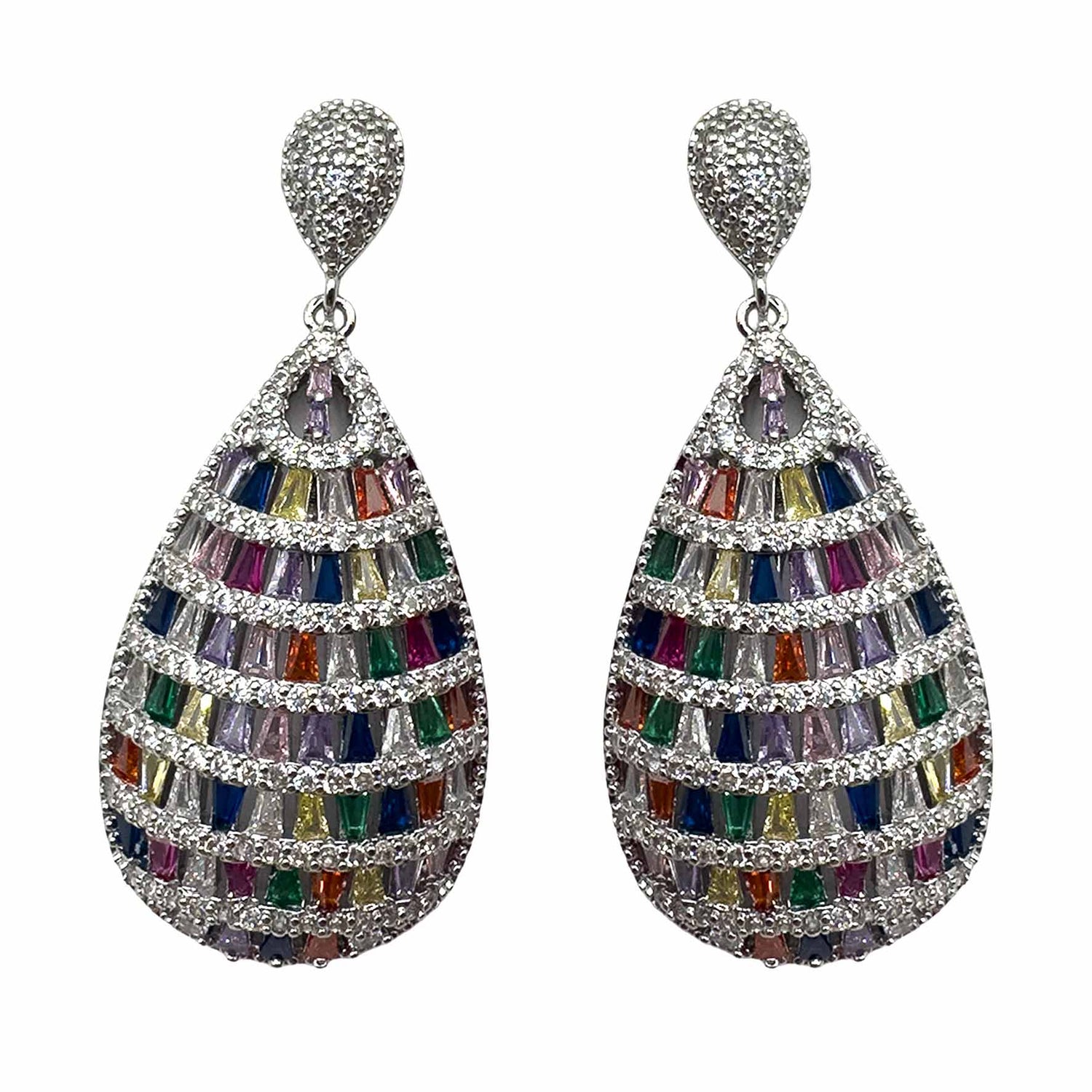 Palestro Milano Orecchini Silver - Multicolor Ovali di Cristalli