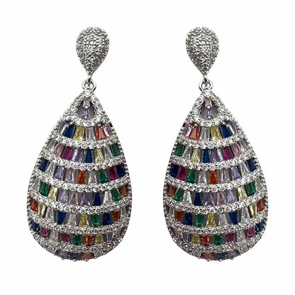 Palestro Milano Orecchini Silver - Multicolor Ovali di Cristalli