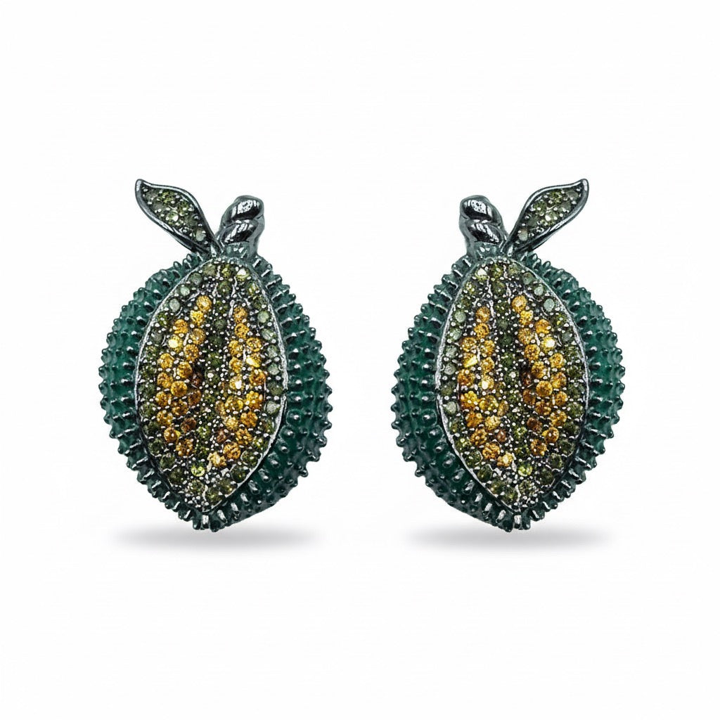 Palestro Milano Orecchini Dark - Arancio Verde Scuro Papaya di Pavè