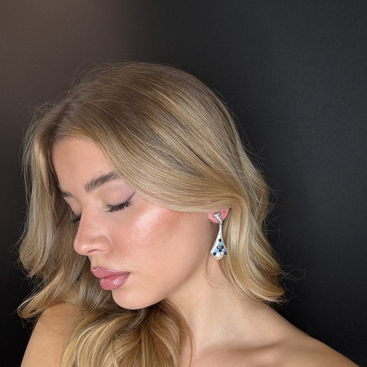 Pavè silver/blu con perla