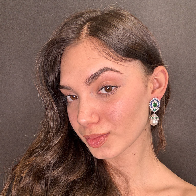 Palestro Milano Orecchini Pavone con perla pendente - New Version