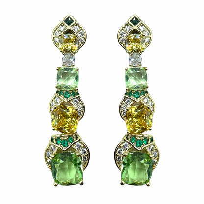 Palestro Milano Orecchini Base Gold - Verde Chiaro Giallo Pendente di Gemme