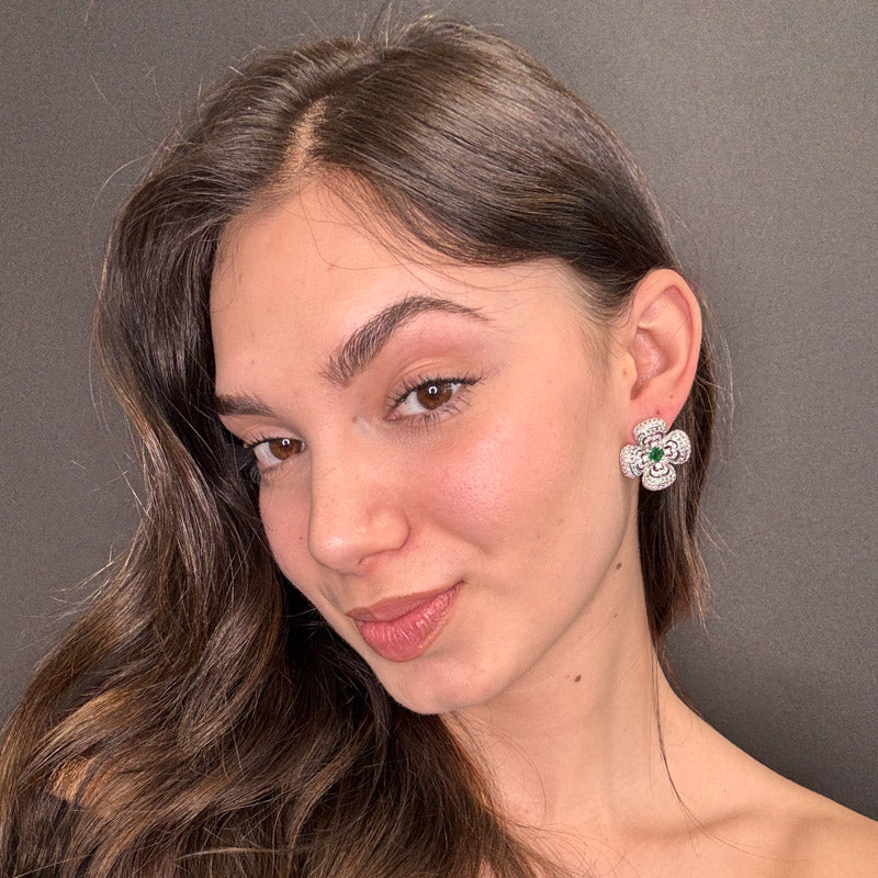 Palestro Milano Orecchini Quadrifogli di Pavè