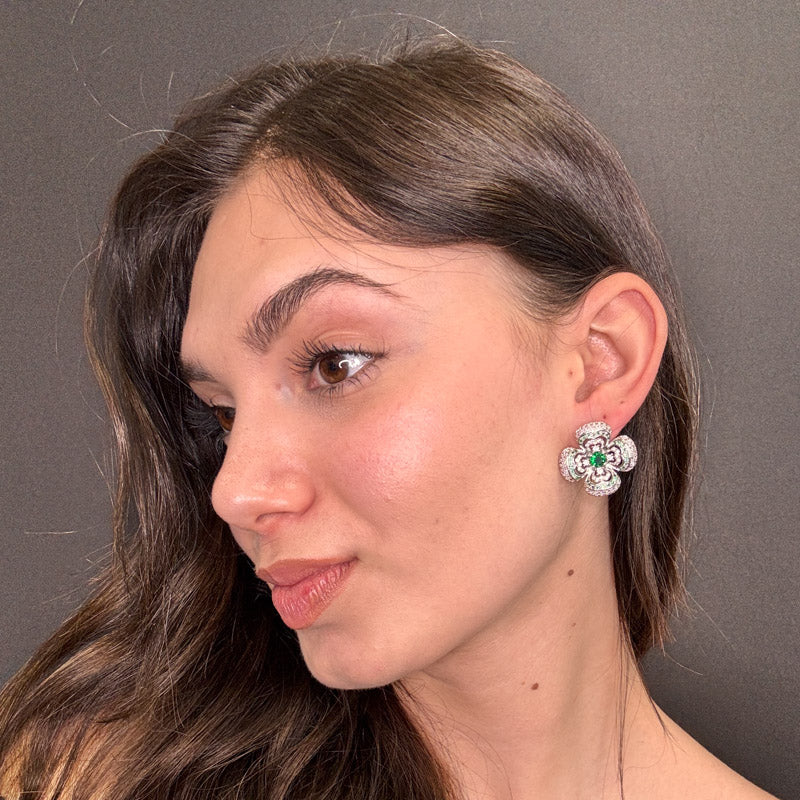 Palestro Milano Orecchini Quadrifogli di Pavè