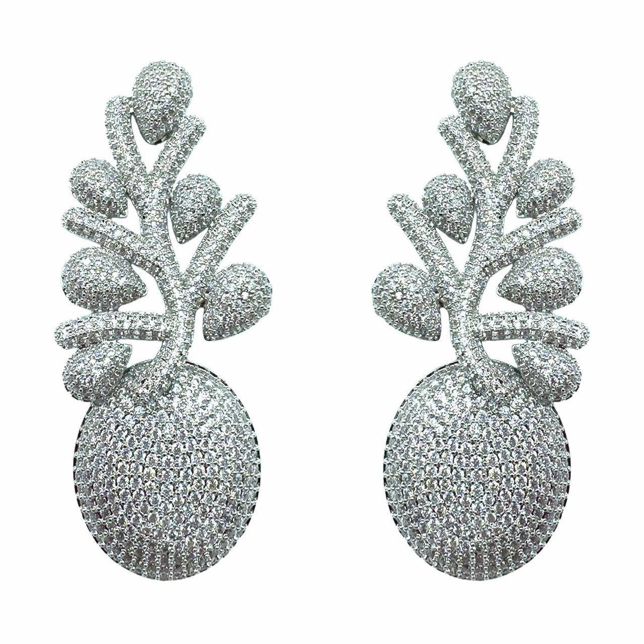 Palestro Milano Orecchini Silver Ramo con Goccia di Pavè