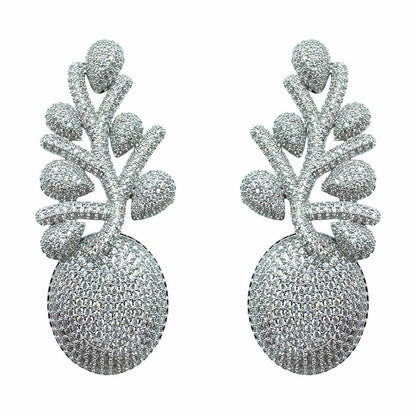 Palestro Milano Orecchini Silver Ramo con Goccia di Pavè