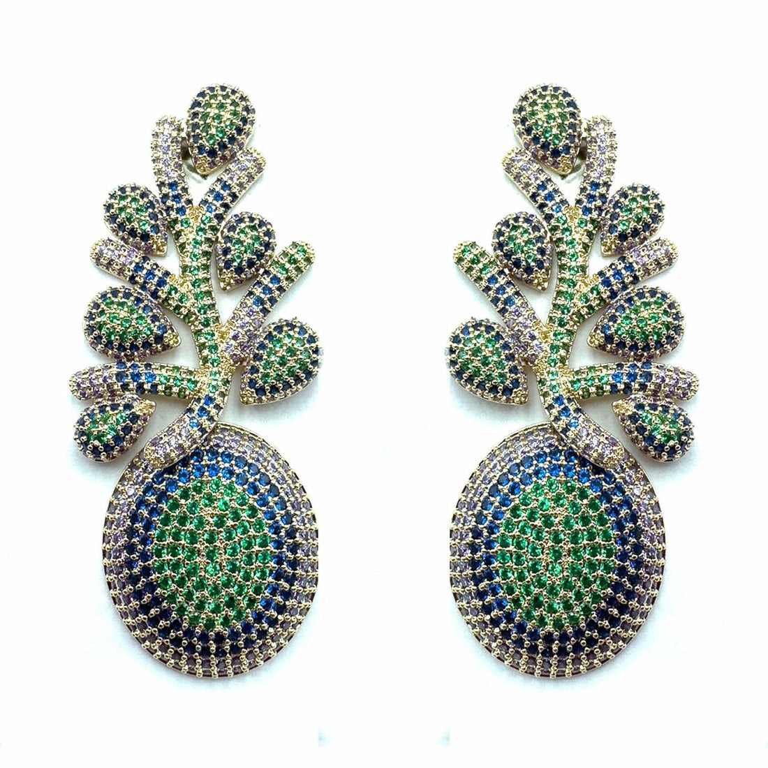 Palestro Milano Orecchini Gold - Multicolor Ramo con Goccia di Pavè