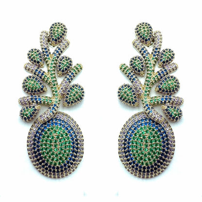 Palestro Milano Orecchini Gold - Multicolor Ramo con Goccia di Pavè