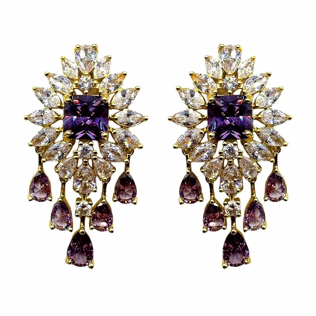 Palestro Milano Orecchini Rombo Violet &amp; Cristalli