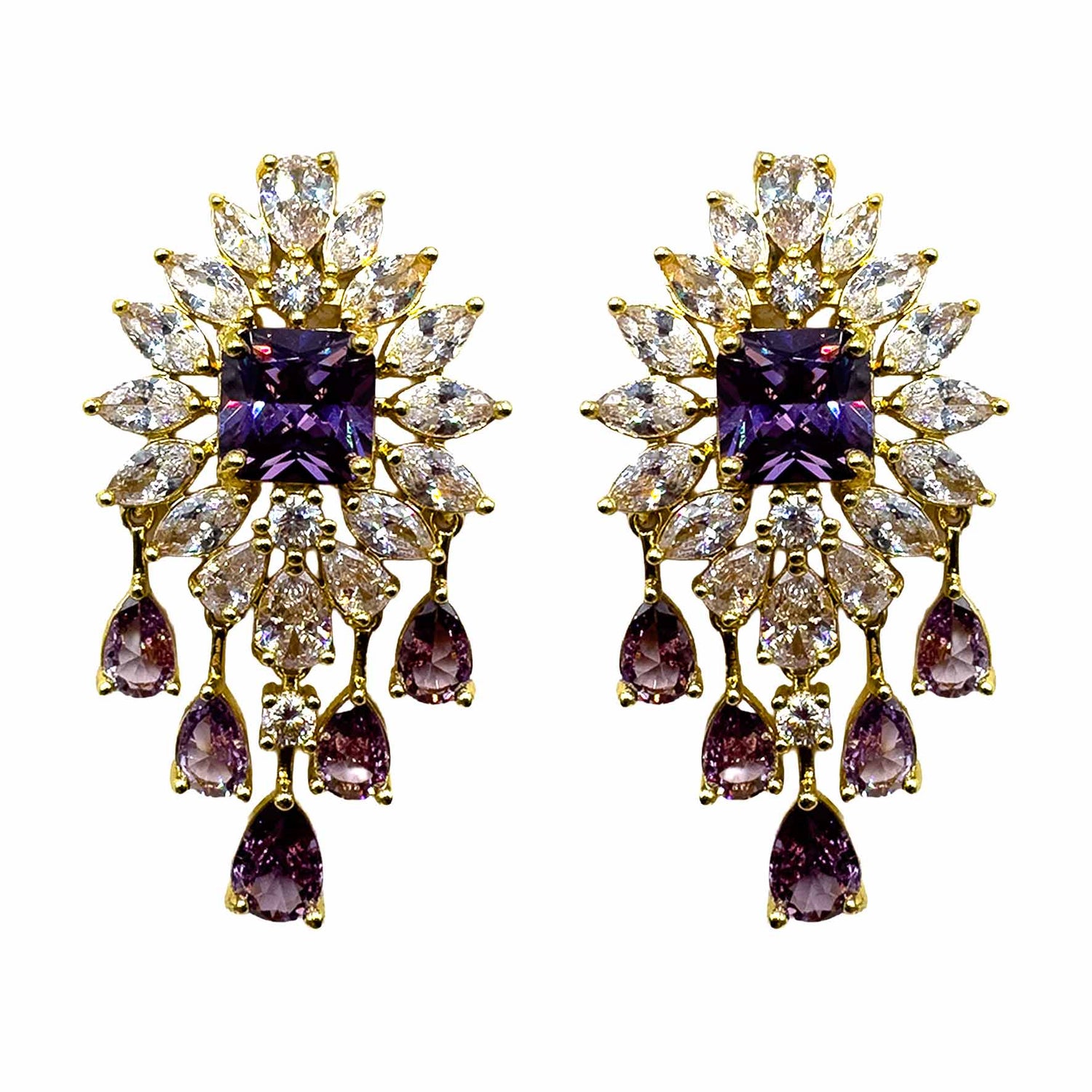 Palestro Milano Orecchini Rombo Violet &amp; Cristalli