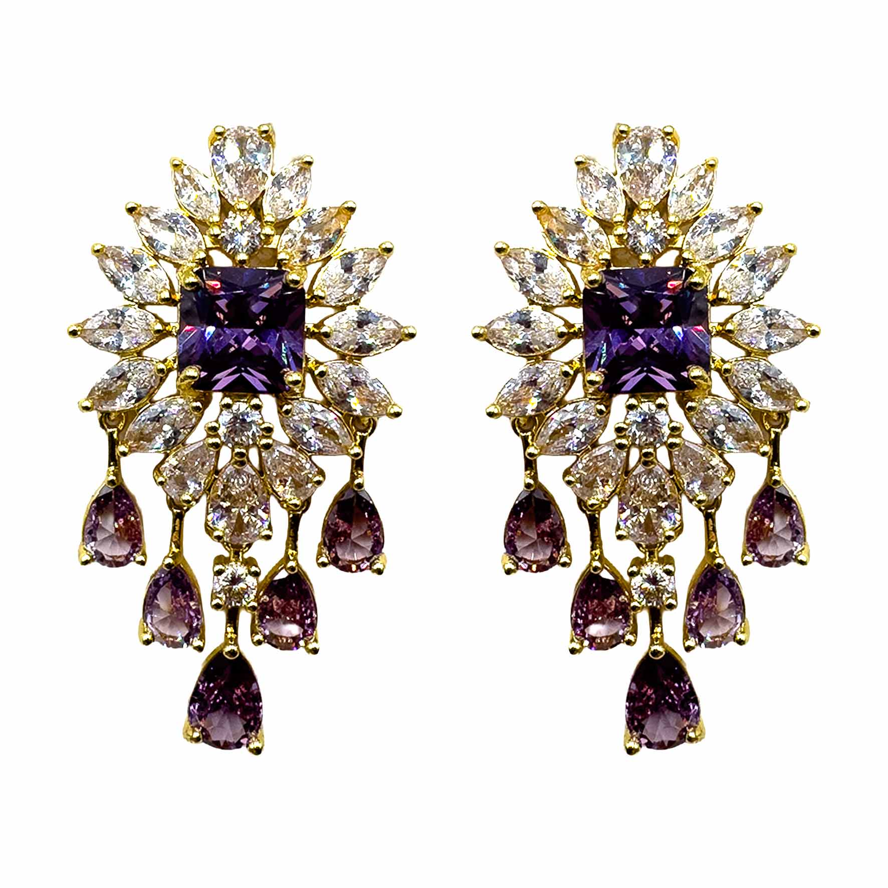 Palestro Milano Orecchini Rombo Violet &amp; Cristalli
