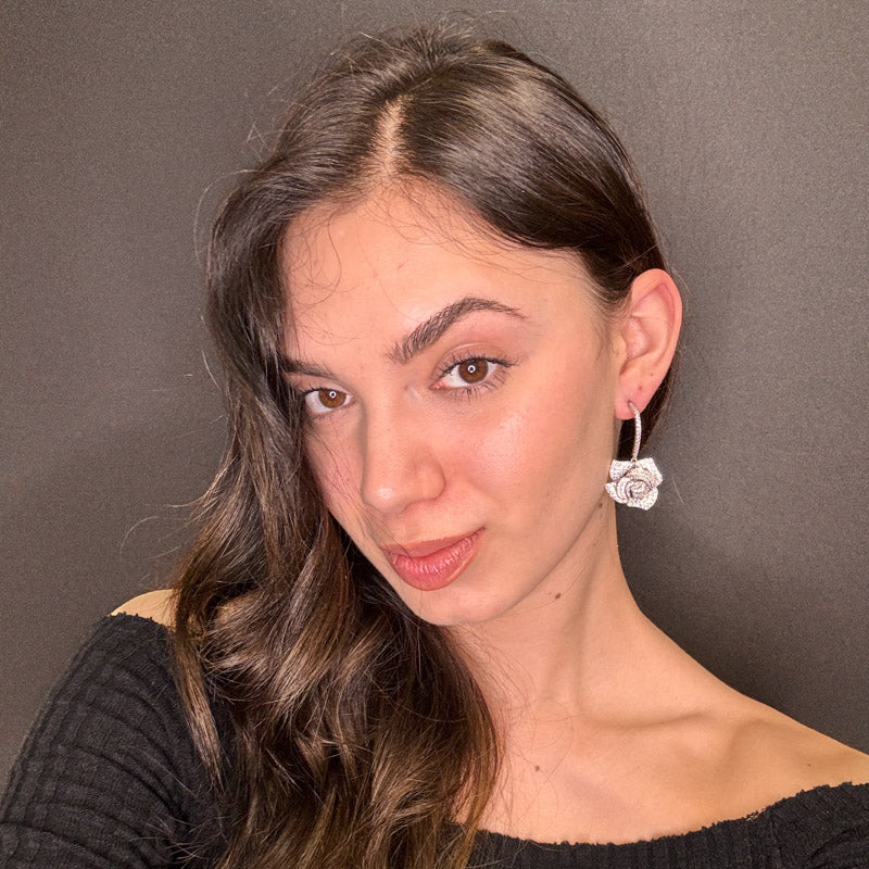 Palestro Milano Orecchini Rosa Silver Pendente