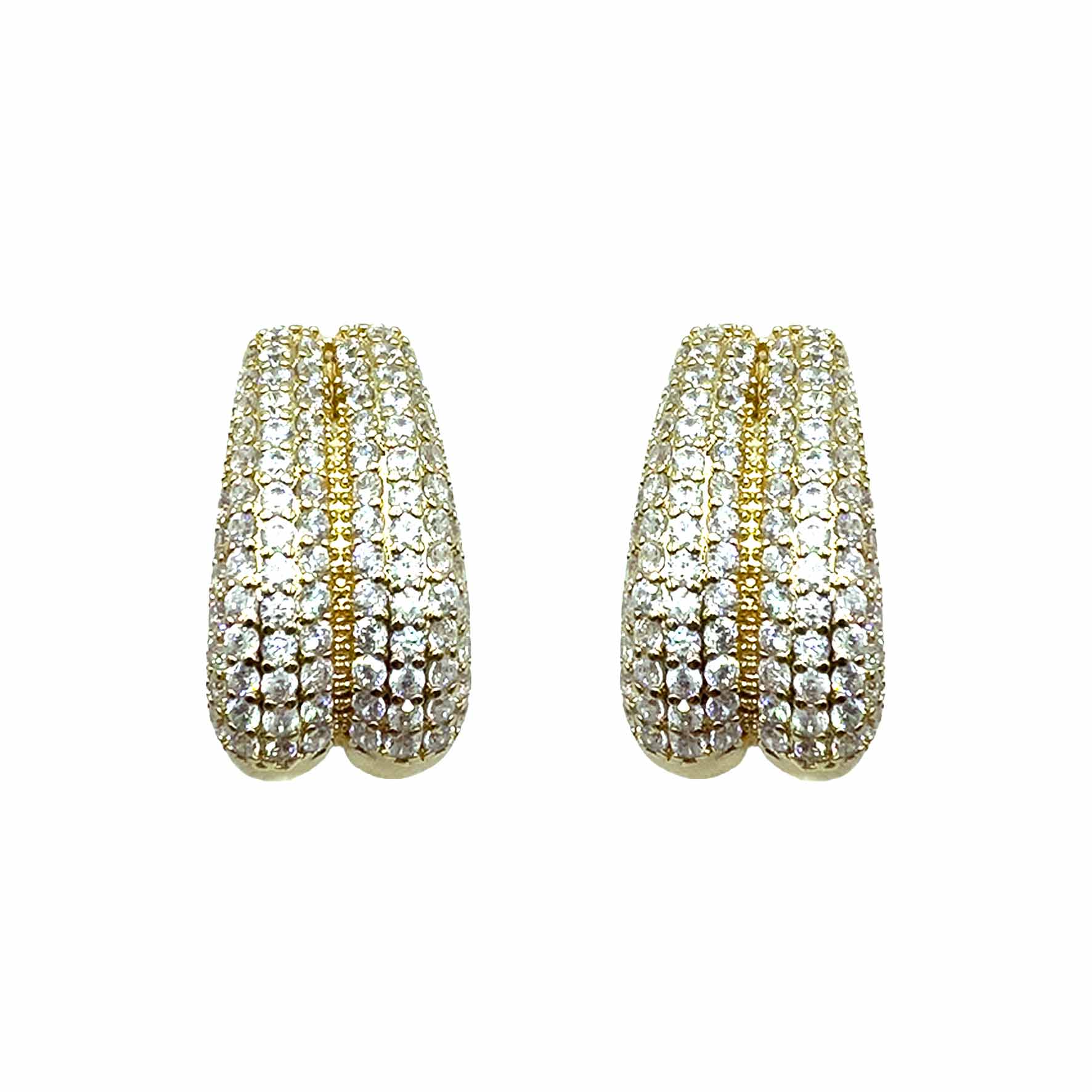 Palestro Milano Orecchini Gold Semicerchi Luminosi di Pavè