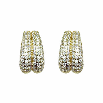 Palestro Milano Orecchini Gold Semicerchi Luminosi di Pavè