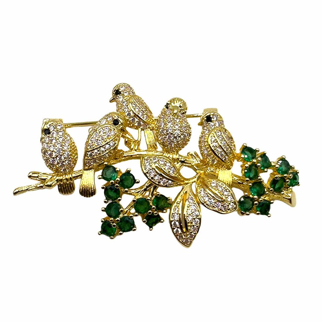 Palestro Milano Spille e spillette Gold - Verde Smeraldo Stormo di Uccelli