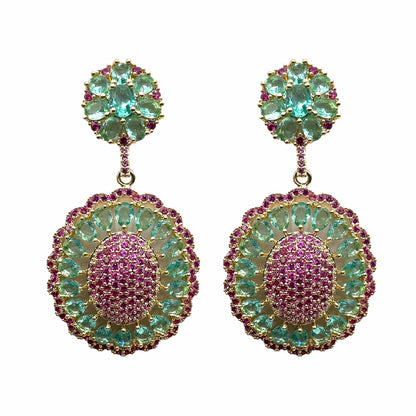 Tondo di pavè turquoise/pink