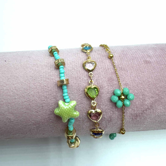 Trio cavigliere cuori in fiore