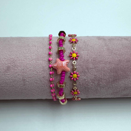 Trio cavigliere margheritine & charm stella