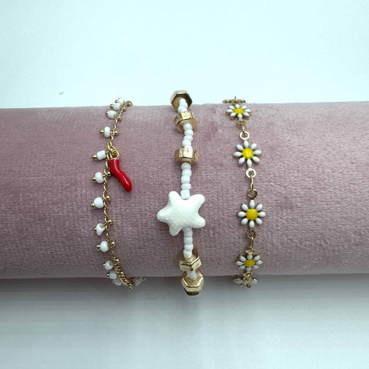 Trio cavigliere stellina e margheritine