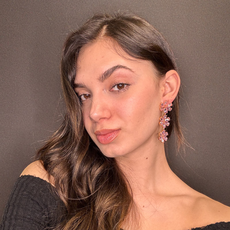 Palestro Milano Orecchini Trio di Margherite Pink Brillanti