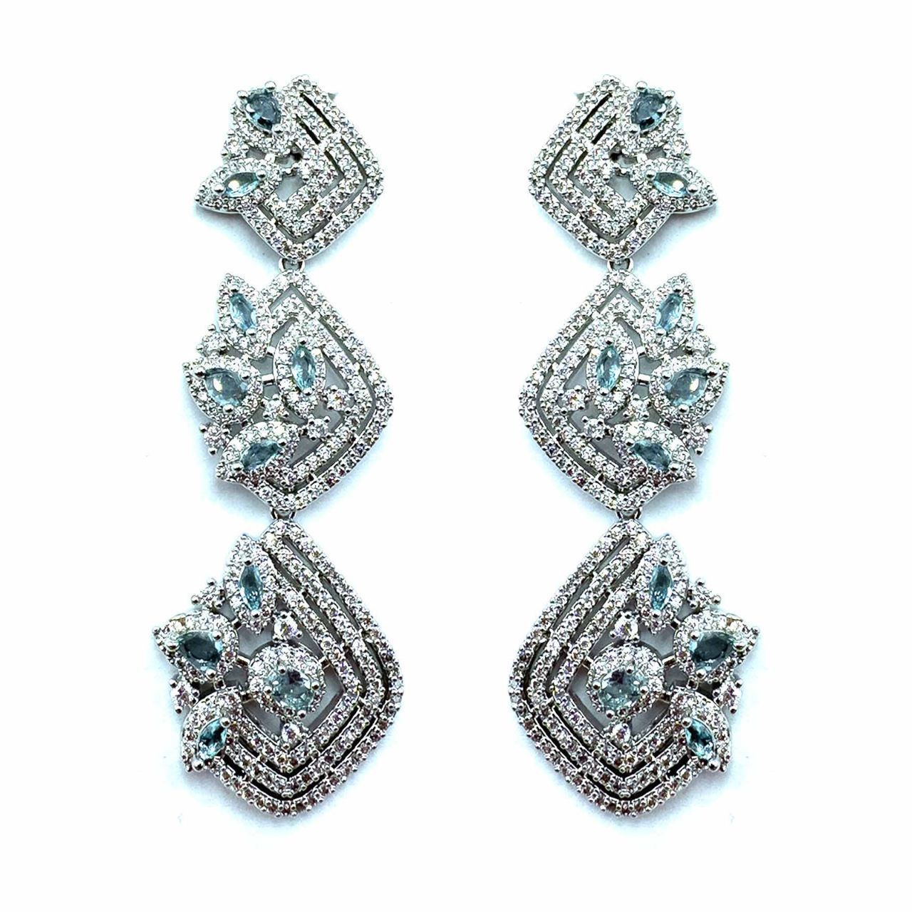 Palestro Milano Orecchini Silver - Celeste Tripudio Magico di Pavè