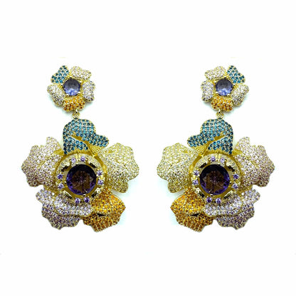 Palestro Milano Orecchini Gold - Multicolor Anemone Big di Pavè