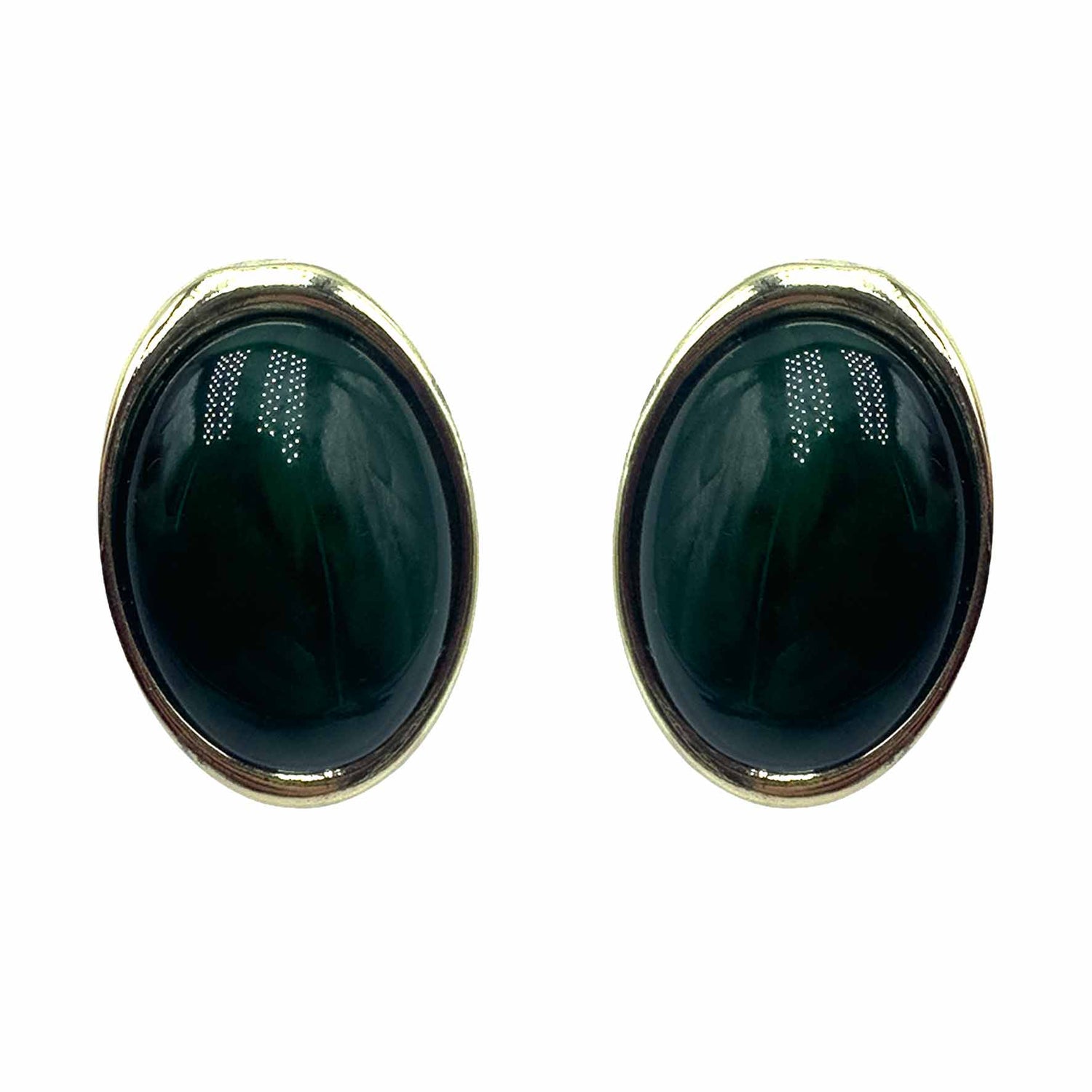 Palestro Milano Orecchini Verde Bottiglia Bottone Ovale