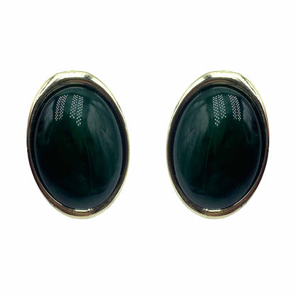 Palestro Milano Orecchini Verde Bottiglia Bottone Ovale