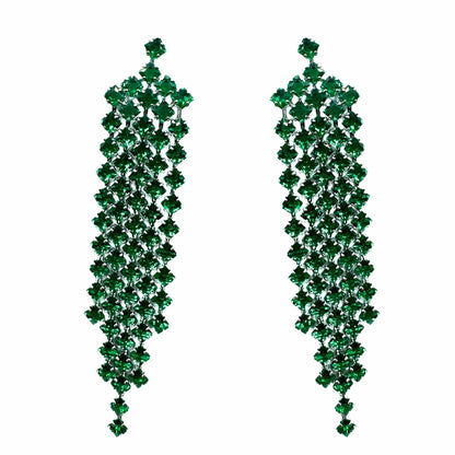 Palestro Milano Orecchini Verde Smerlado Cascata di Cristalli Pendenti